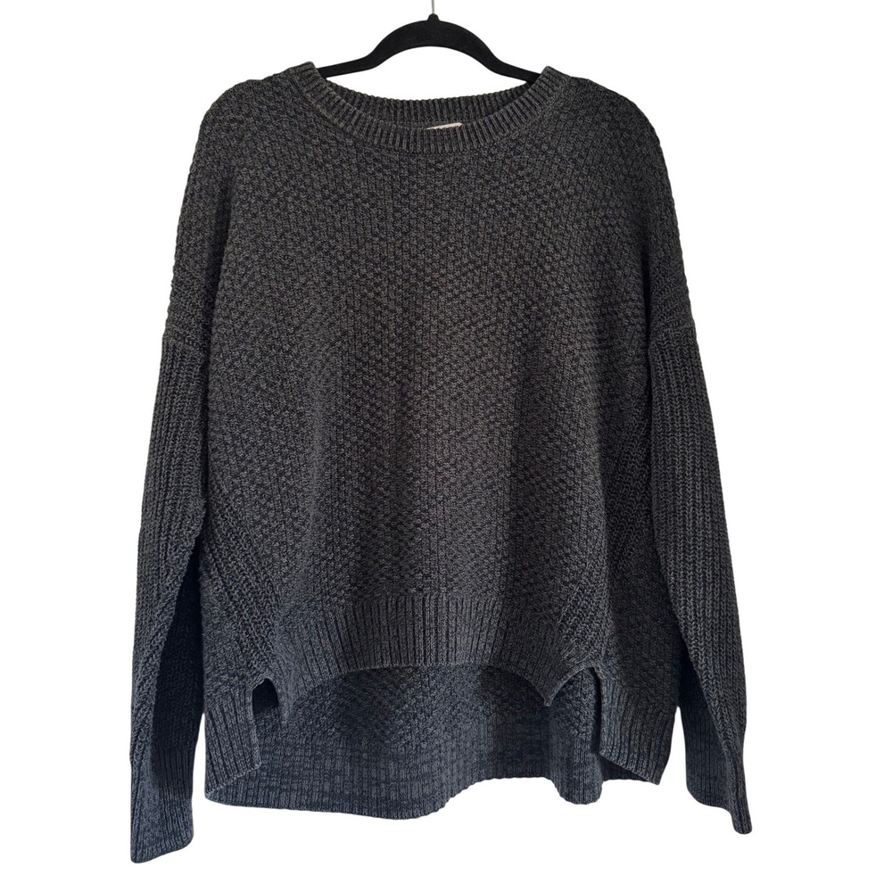Universal Thread Gray Textured Knit Sweater High Low‎ Womens Large Cotton Blend